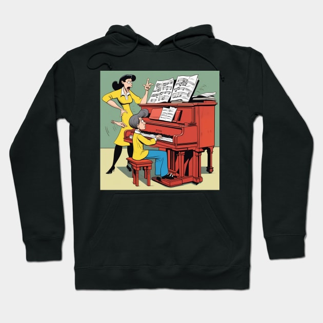 cartoon of a strict female piano teacher Hoodie by Musical Art By Andrew